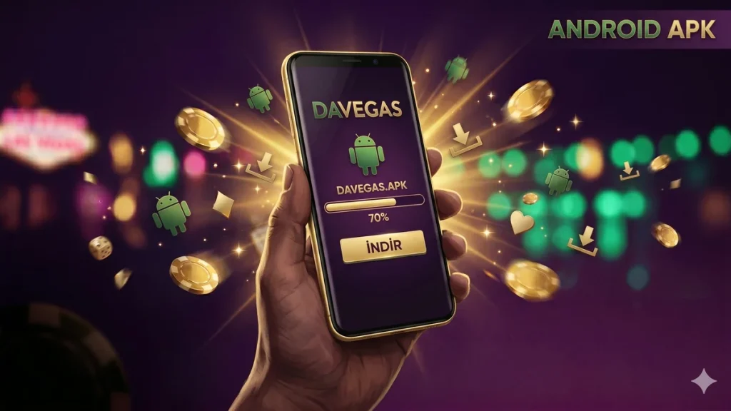 DaVegas Android APK indirme: telefon ekranında %70 yükleme ilerlemesi ve indir butonu