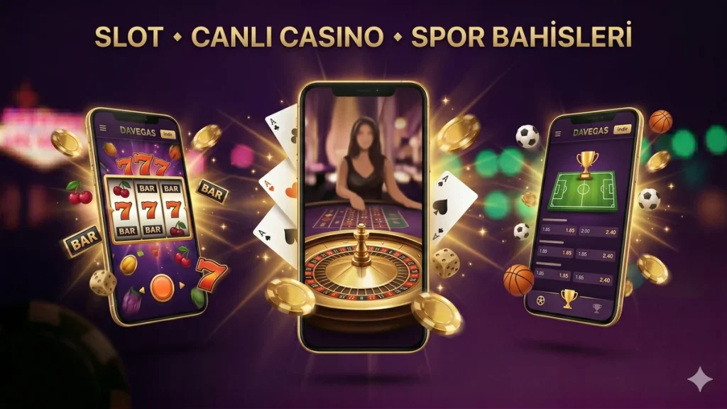DaVegas mobil uygulama oyunları: slot, canlı casino rulet ve spor bahisleri tek ekranda